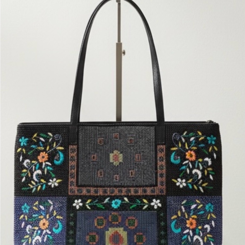 Vintage  Black Floral beaded Bag